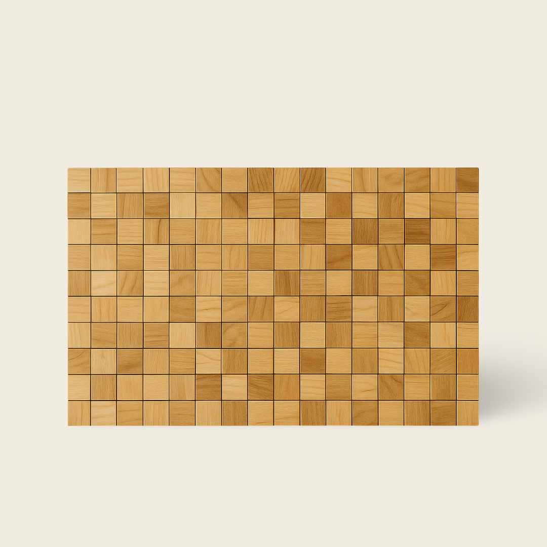 Teak Wall Panel | Block Root Design | Natural | 120x80 cm