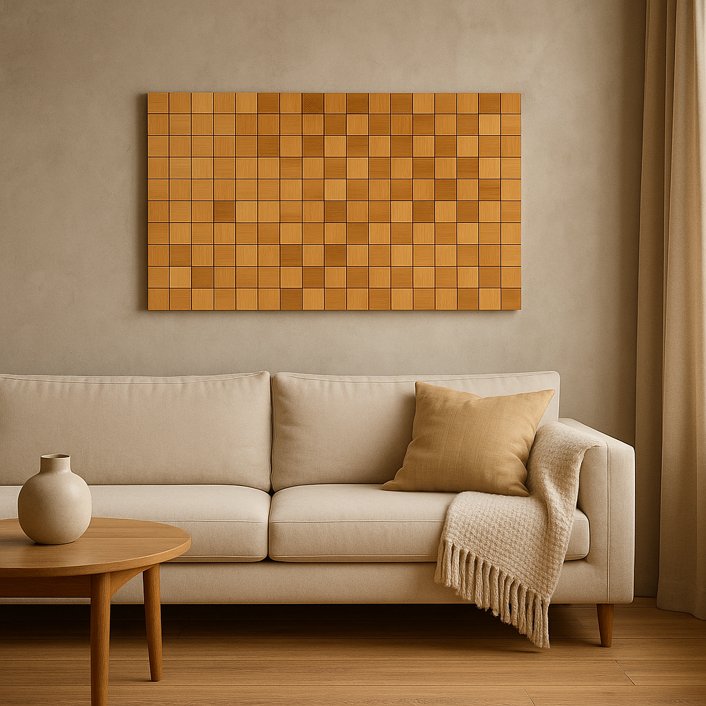 Teak Wall Panel | Block Root Design | Natural | 120x80 cm