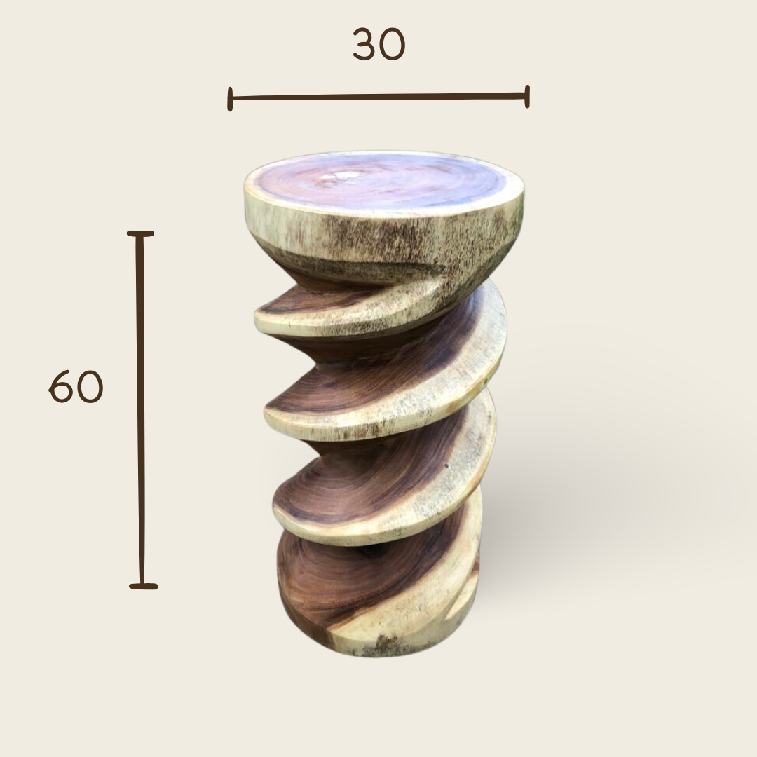 Twisted Trunk Stand | Hand-Carved Teak Pedestal | 60x30 cm