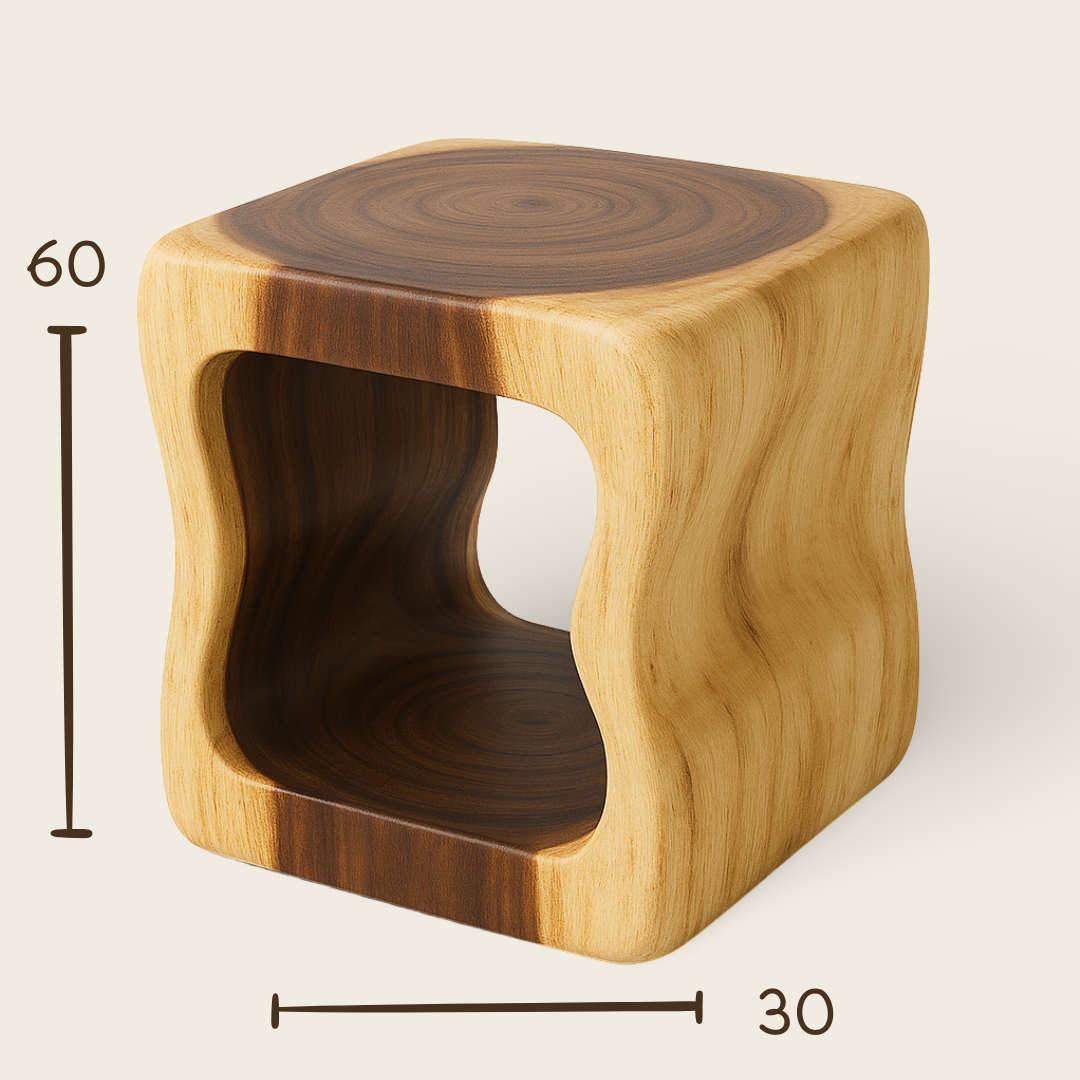 Tree Trunk Stool | Natural Wood Accent Piece | 45x40x30 cm
