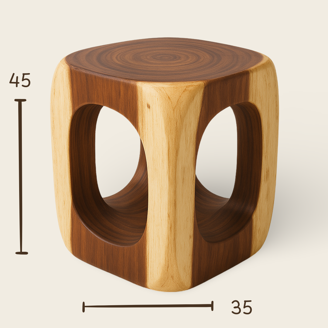 Solid Wood Trunk Stool | Rustic Seat or Table | 45x35x35 cm