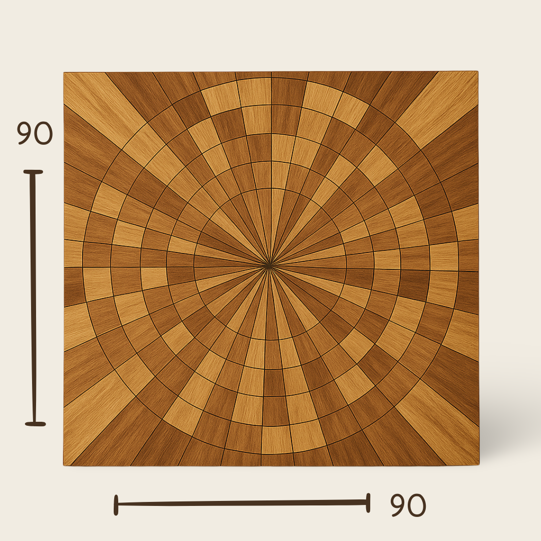 Teak Wood Wall Art | Geometric Design | 90x90 cm