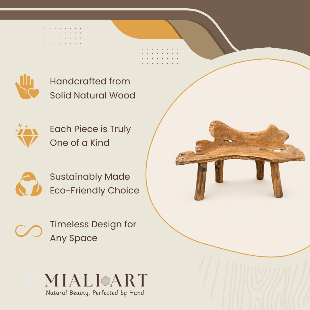 Teak Root Crescent Bench | Natural Sculptural Shape | 150 cm