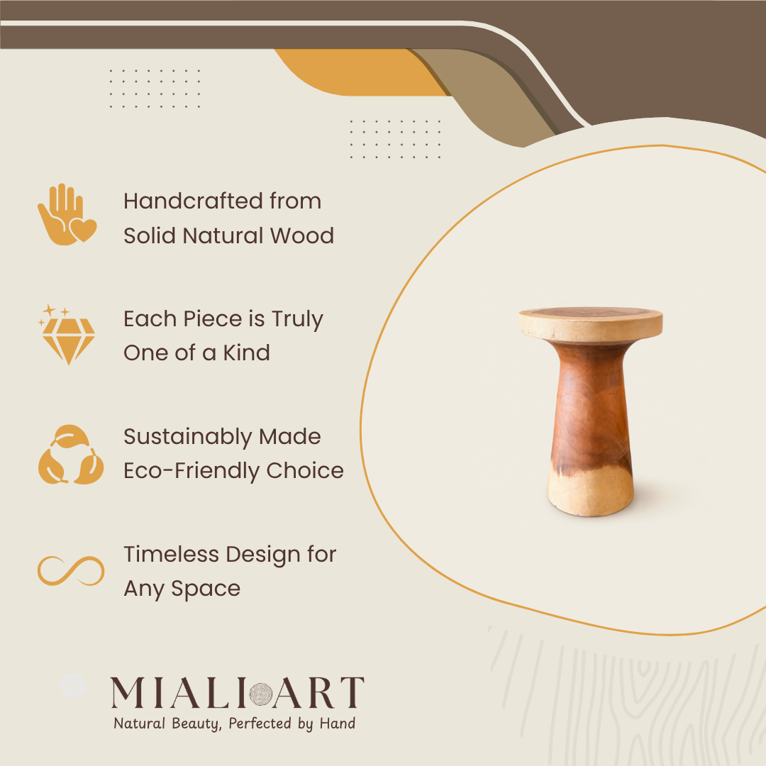 Teak Pedestal Stool | Sculptural Accent | 40x67 cm
