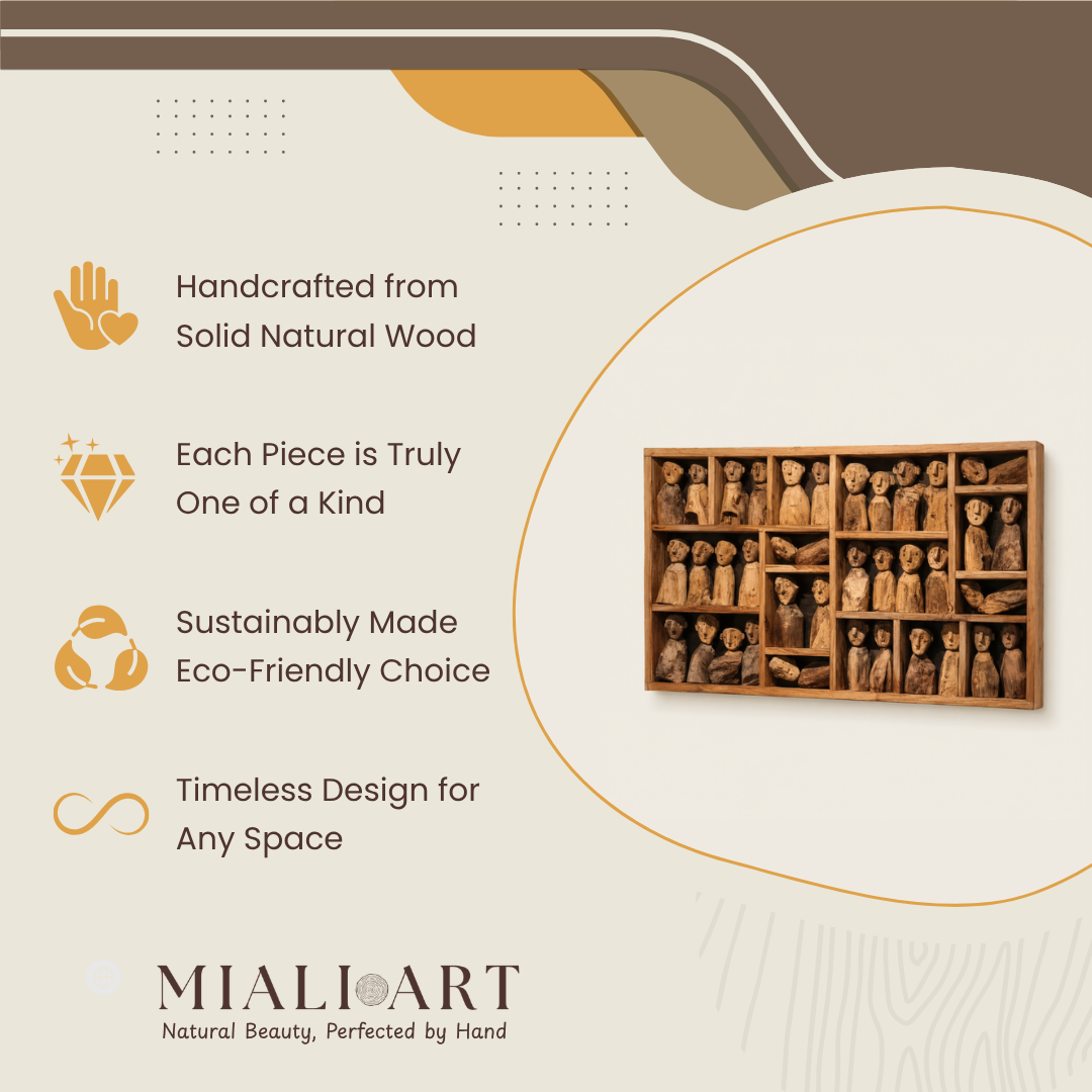 Decorative Wall Art | Solid Teak Panel JBF-281 | 100x60 cm