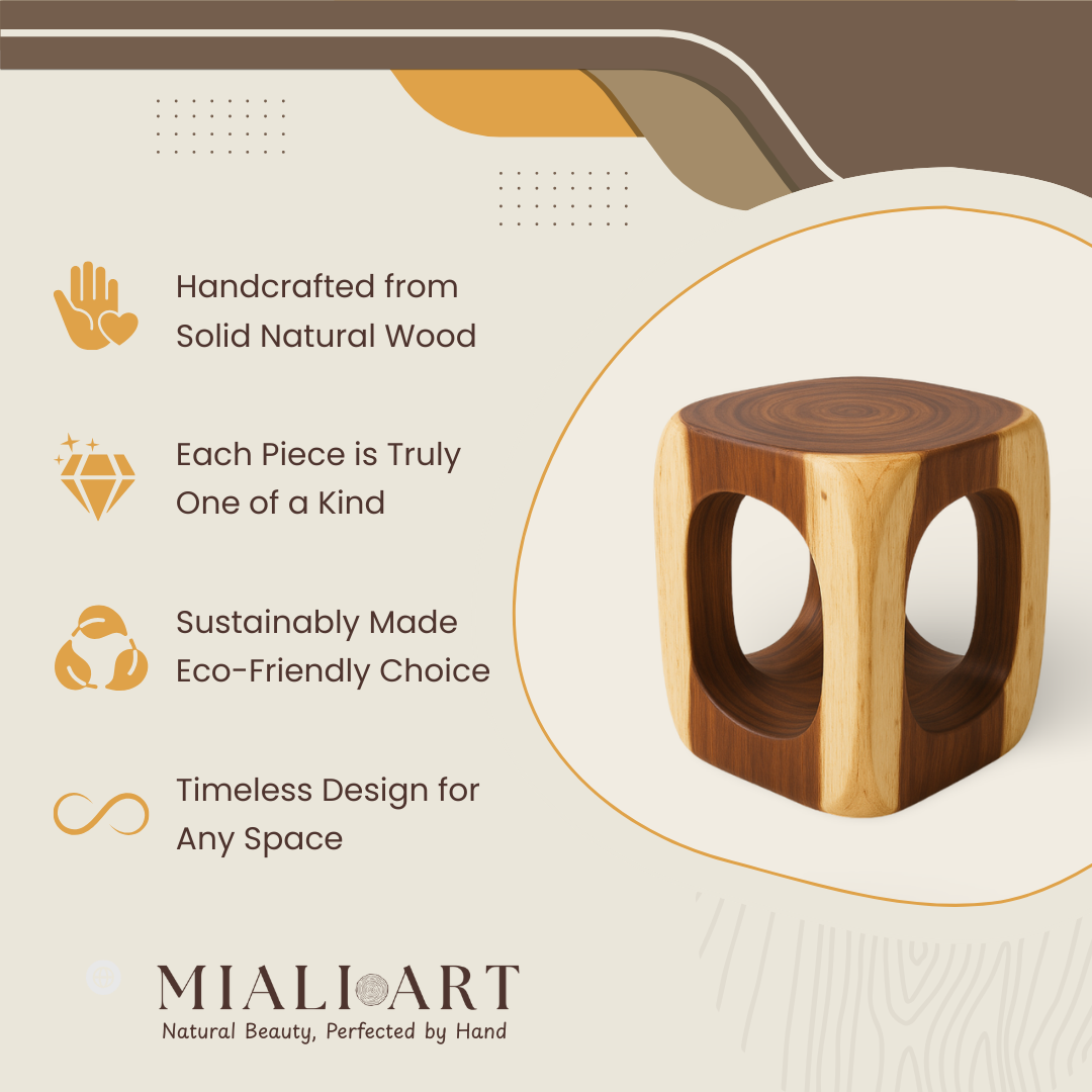 Solid Wood Trunk Stool | Rustic Seat or Table | 45x35x35 cm