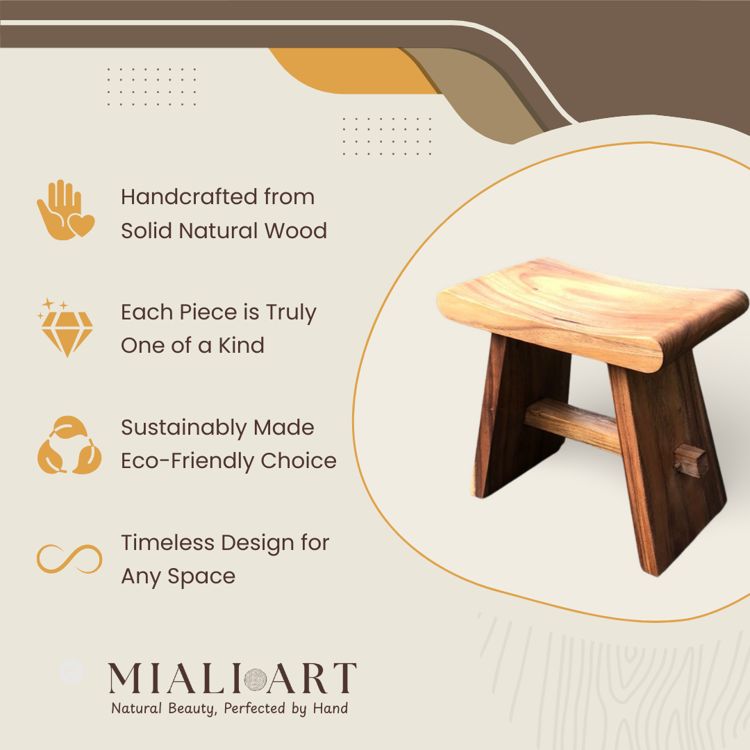 Sate Trunk Stool | Solid Wood Rustic Seat | 45x30x50 cm