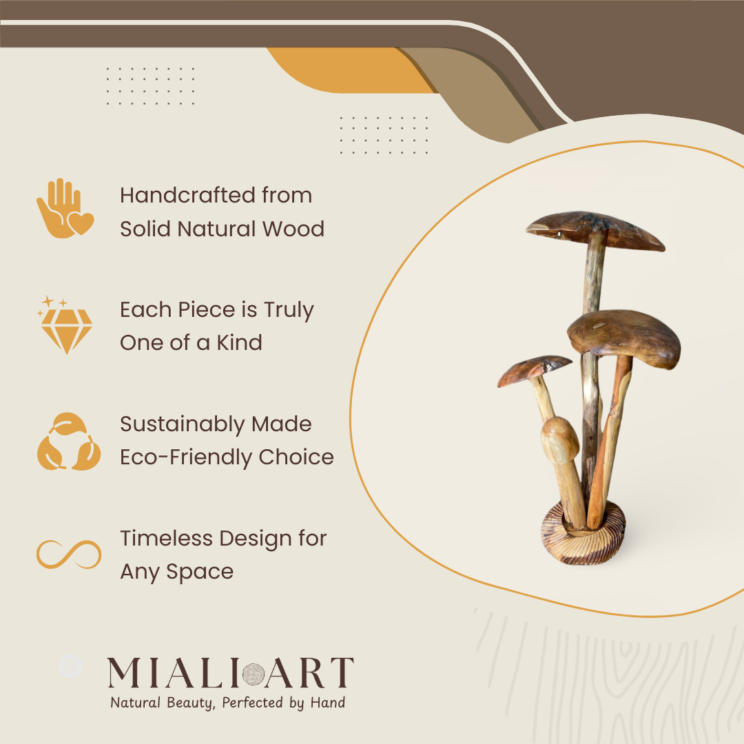 Teak Mushroom Cluster | Natural Sculpture | 130 cm