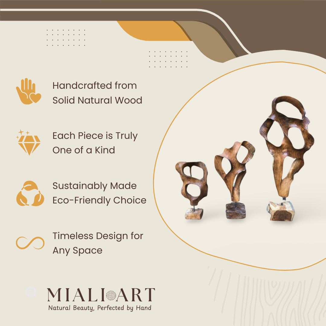 Sculpted Teak Stand | Organic Pedestal | 60/80/120 cm