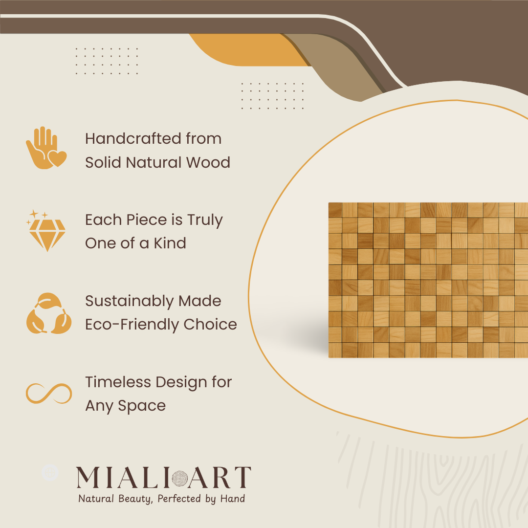 Teak Wall Panel | Block Root Design | Natural | 120x80 cm