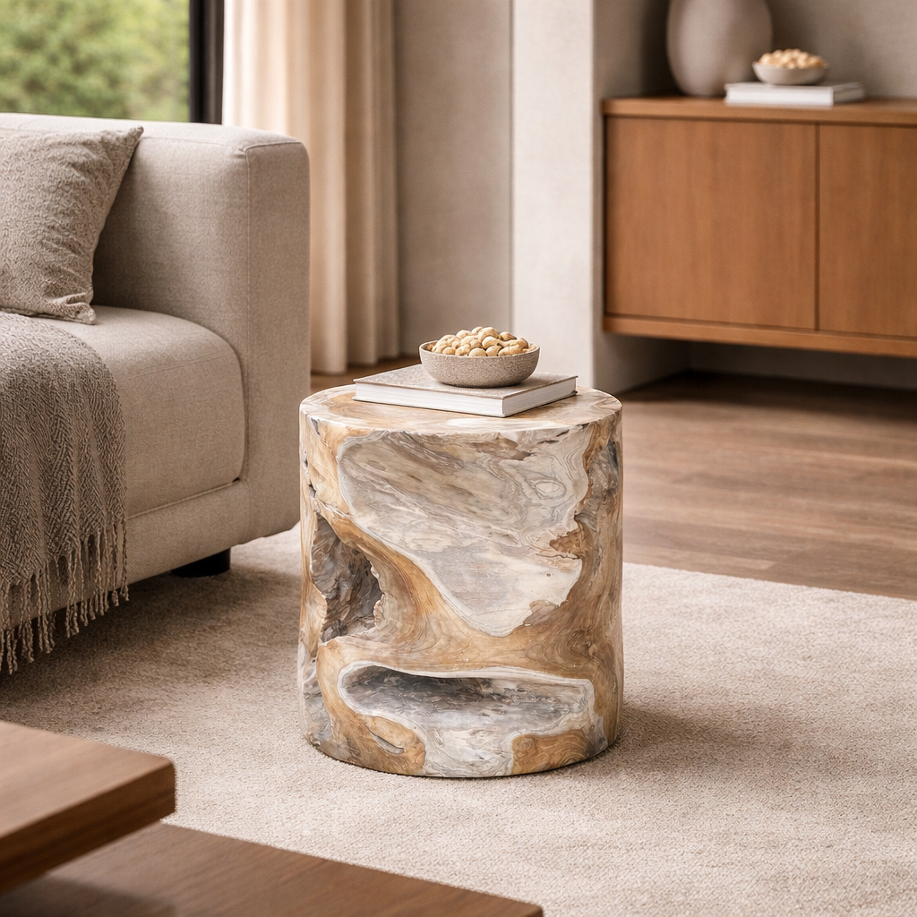 Teak Root Block – Organic Wood Texture Detail | Miali Art