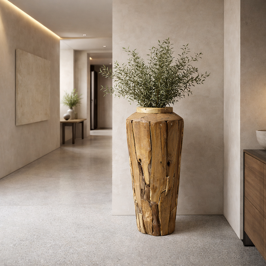 Teak Wood Vase Styled with Dried Branches