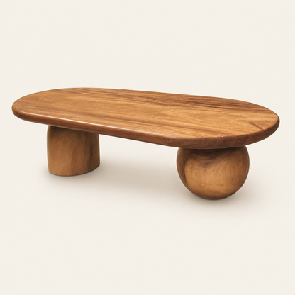 Teak Coffee Table | Sculptural Design | 120x60x35 cm