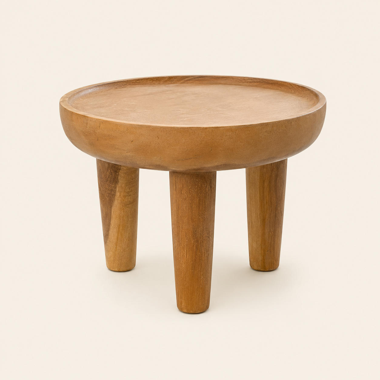 Teak Coffee Table | Round Tray Top | Handmade | 60x40 cm