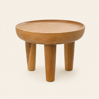 Teak Coffee Table | Round Tray Top | Handmade | 60x40 cm