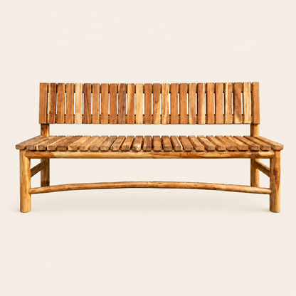 Veranda Teak Bench | Slatted Backrest Design | 76x45x180 cm