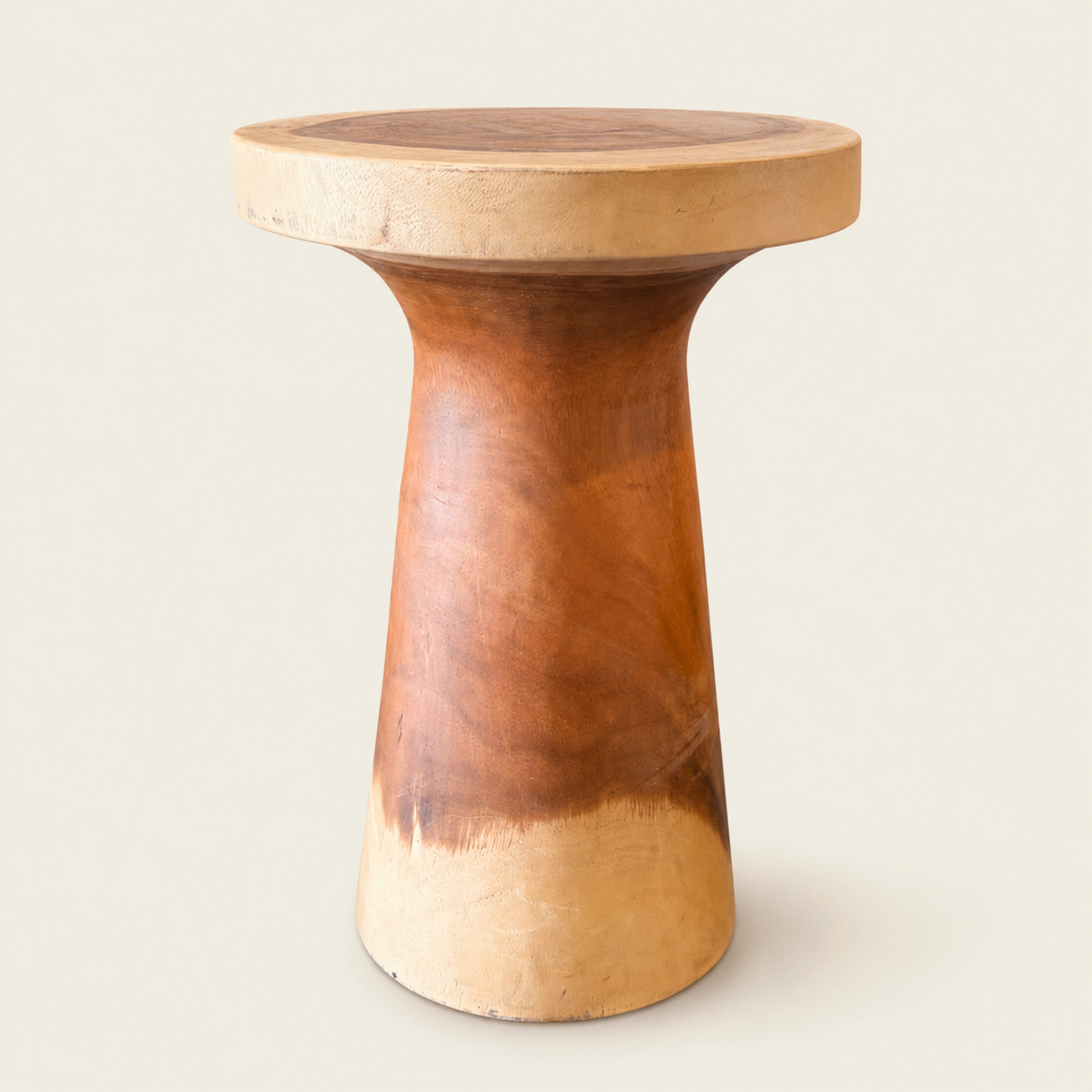 Teak Pedestal Stool | Sculptural Accent | 40x67 cm