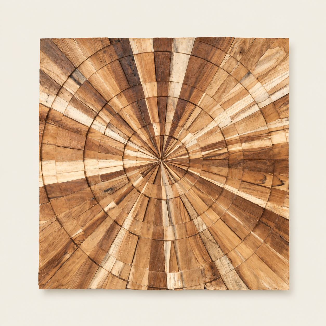 Teakholz Wandbild | Geometrisches Design | 90x90 cm