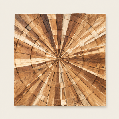 Teakholz Wandbild | Geometrisches Design | 90x90 cm