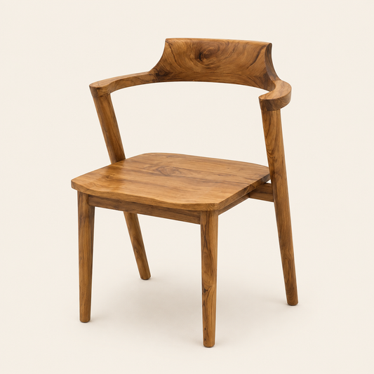 Stackable Teak Chair | Short Arms & Solid Seat | 77x50x63 cm