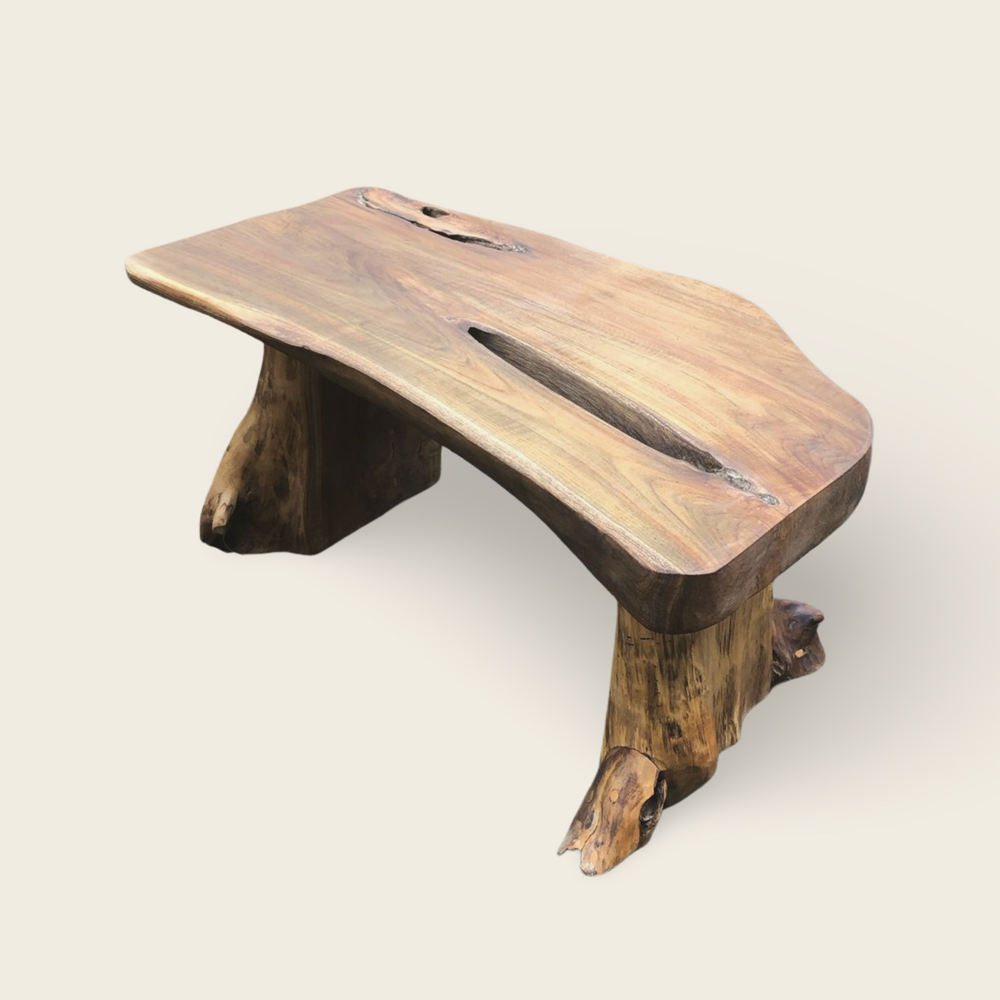 Teak Root Bench | Solid Wood Handmade | Natural Organic Finish | 75x45x35cm