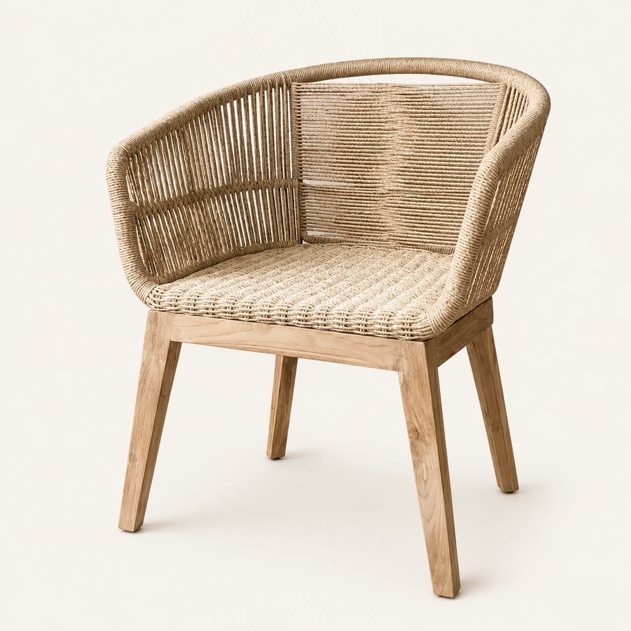 Teak Rope Armchair | Natural Handwoven Designs | 80x60x55 cm
