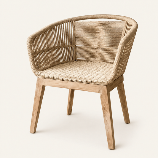 Teak Rope Armchair | Natural Handwoven Designs | 80x60x55 cm