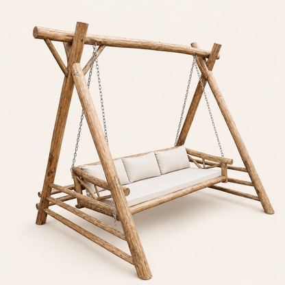 Teak Garden Swing | Twisted Design | Solid Teak | 200x200 cm
