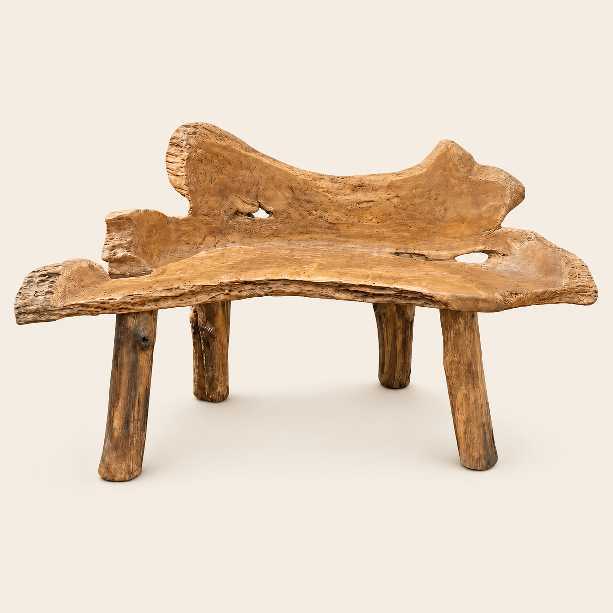 Teak Root Crescent Bench | Natural Sculptural Shape | 150 cm