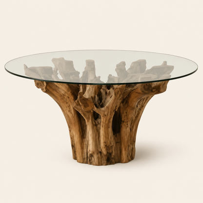 Teak Root Dining Table | Natural Root Base | Diameter 160 cm