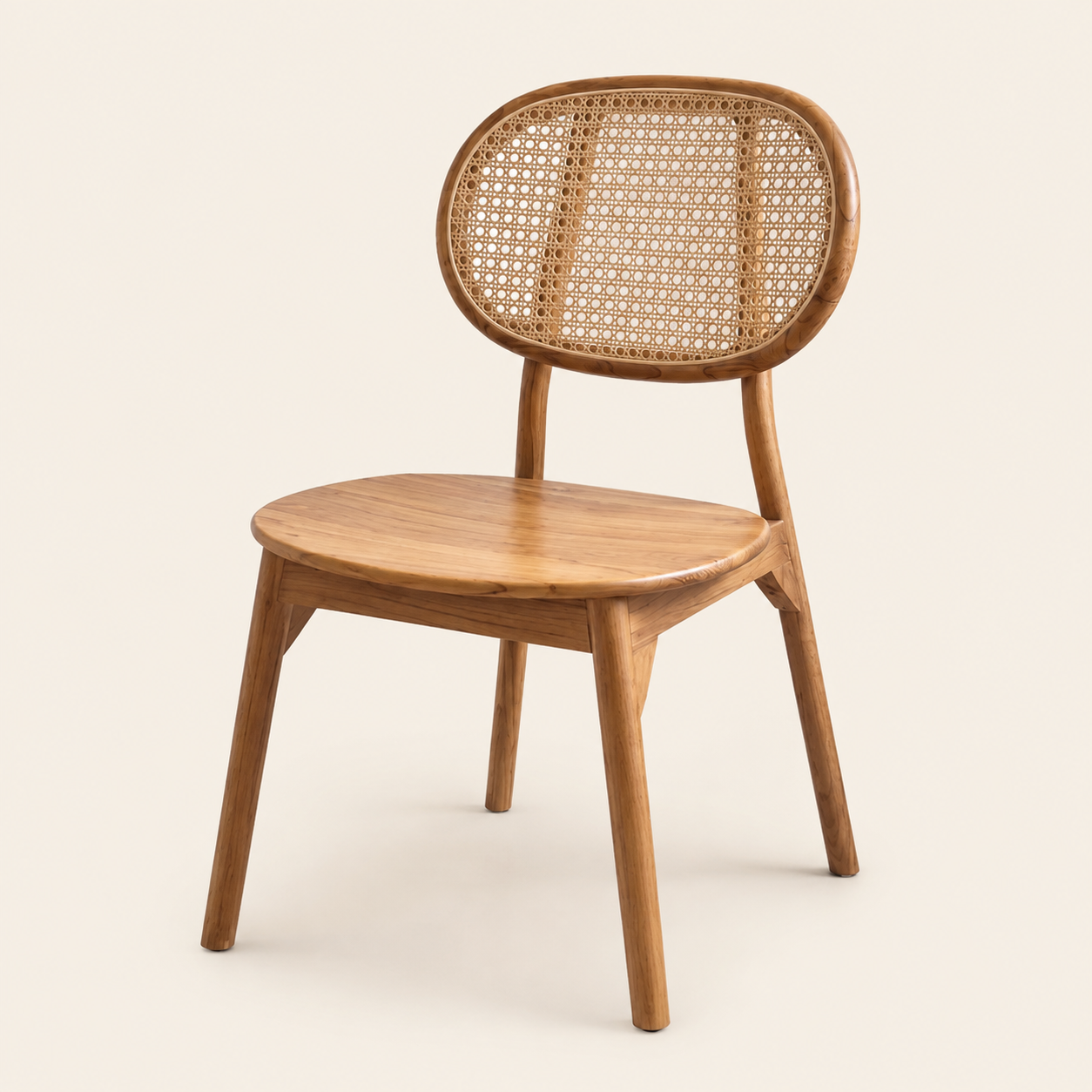 Solid Teak Chair | Vinyl Wicker Back | Natural | 51x51x89 cm