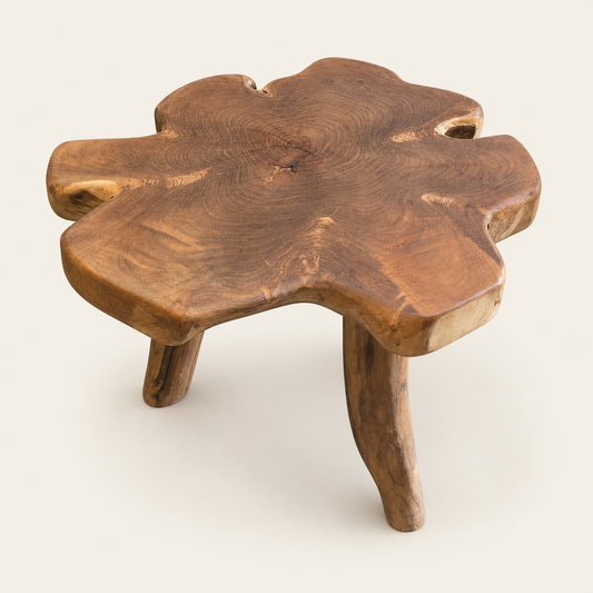 Teak Round Side Table | Solid Teak Wood | 50x45 cm