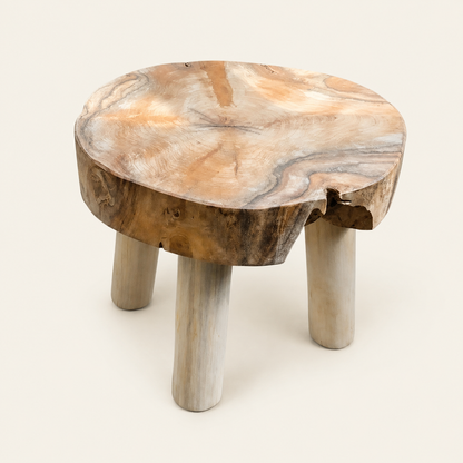 Veda Rustic Stool | Solid Teak | 35x30  cm