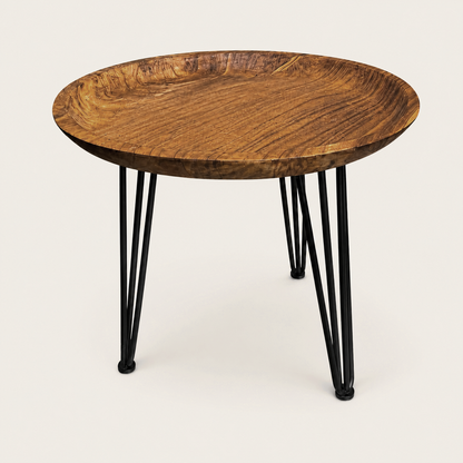 Teak-Beistelltisch | Hairpin Legs | Handgefertigt | 50 cm