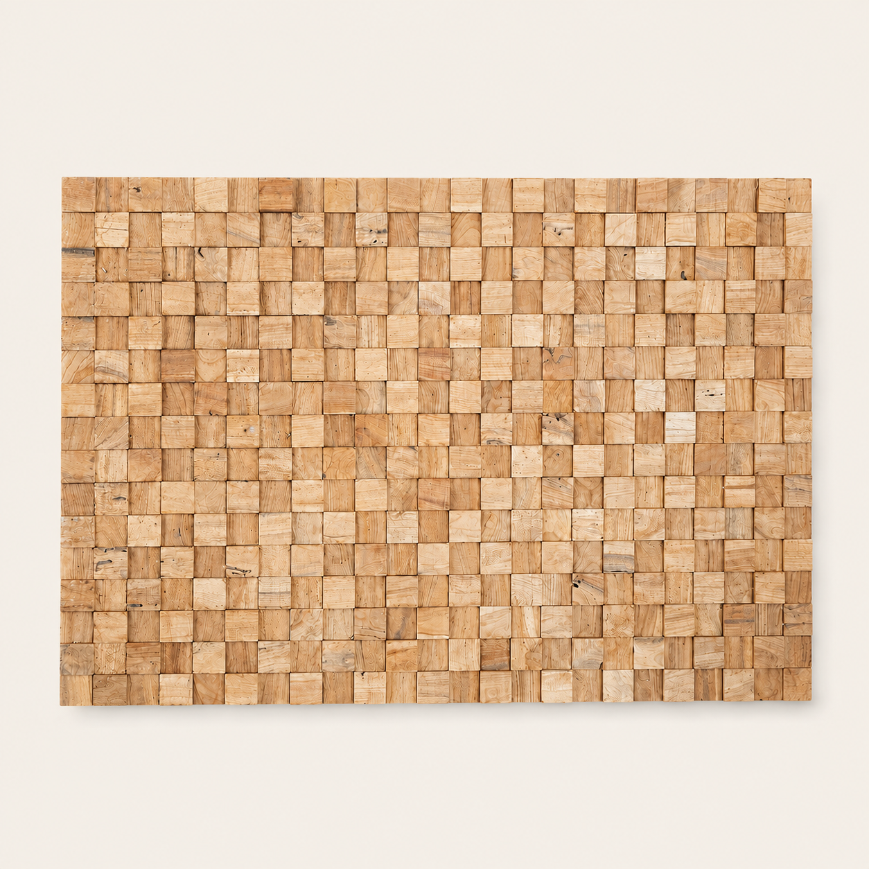Teak-Wandpaneel | Block-Wurzel-Design | Natur | 120x80 cm