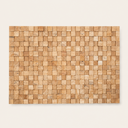 Teak-Wandpaneel | Block-Wurzel-Design | Natur | 120x80 cm