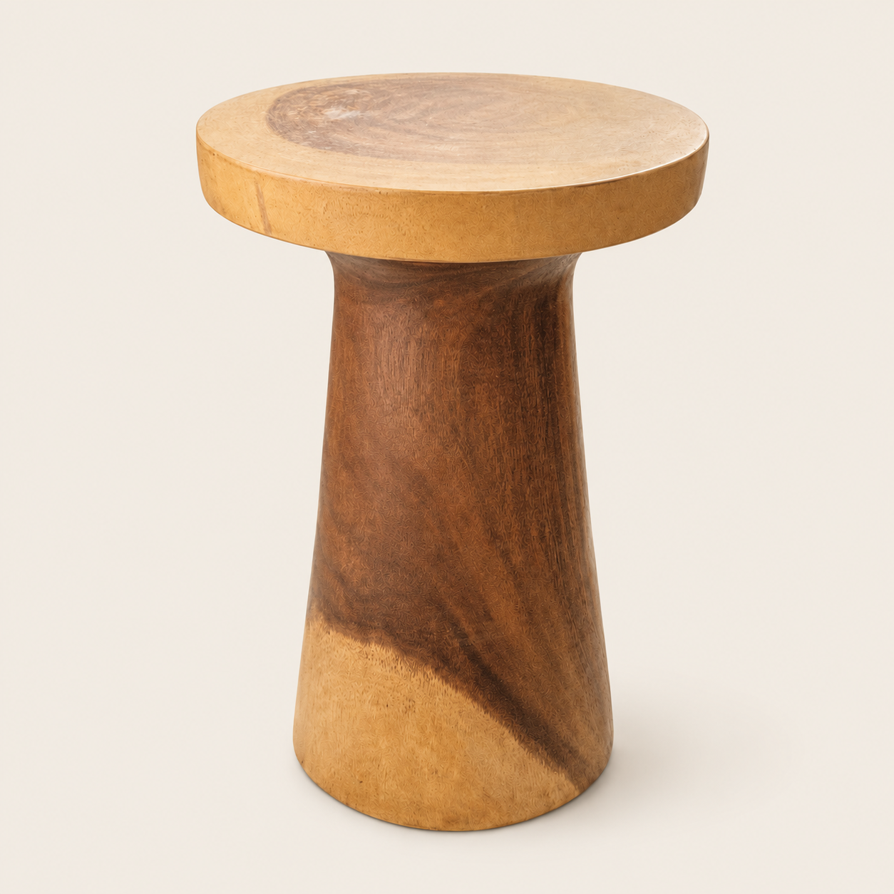Teak Pedestal Stool | Sculptural Accent | 40x67 cm