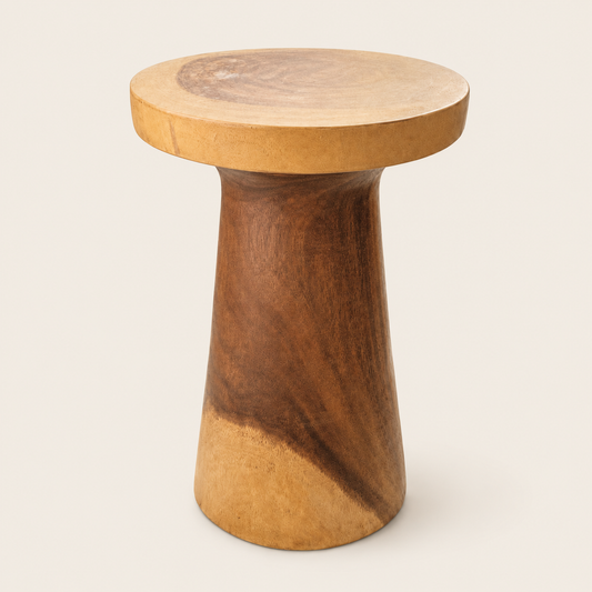 Teak Pedestal Stool | Sculptural Accent | 40x67 cm