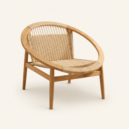 Teak Rope Armchair | Handcrafted Lounge Design | 90x80x75 cm