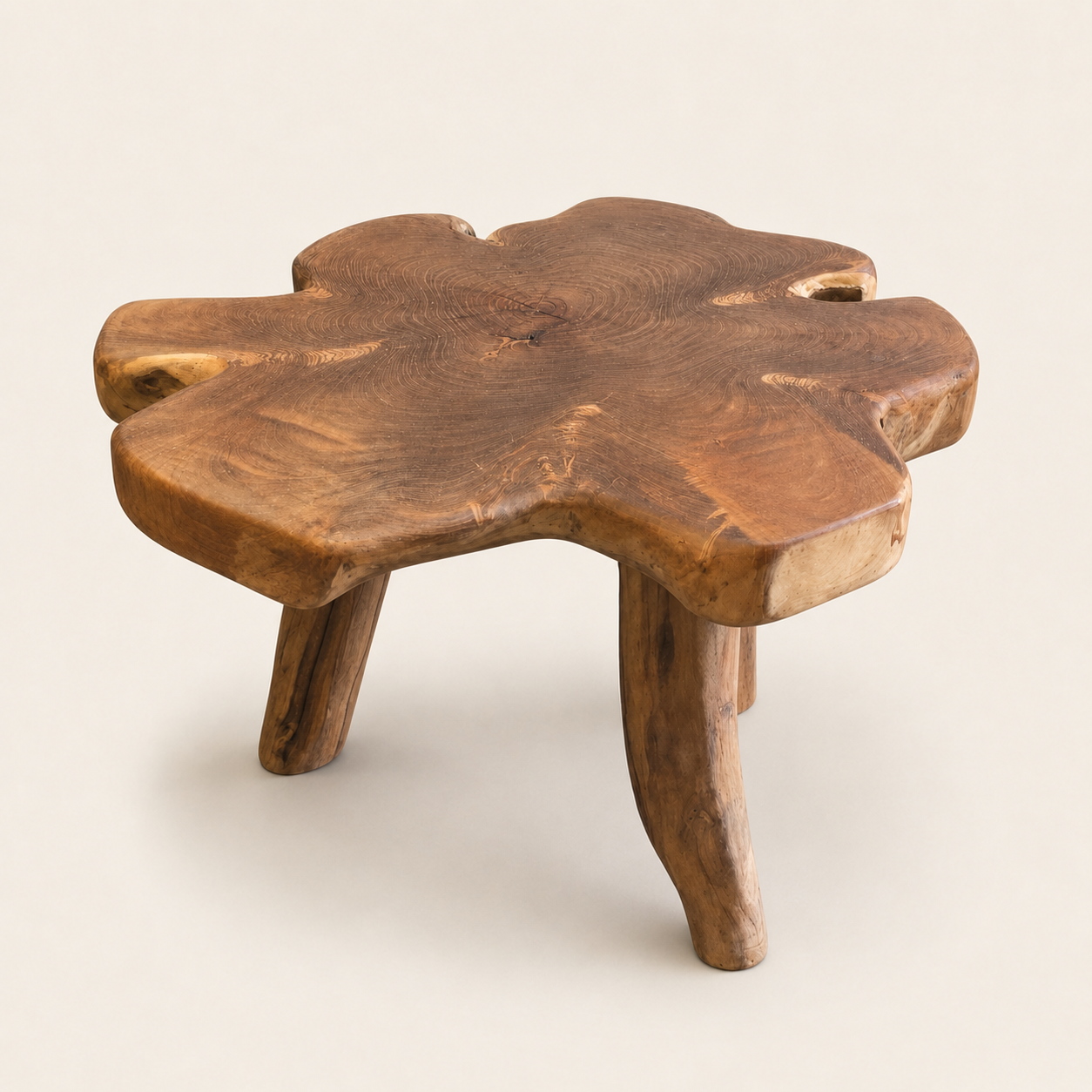 Teak Beistelltisch rund | Massives Teakholz | 50x45 cm