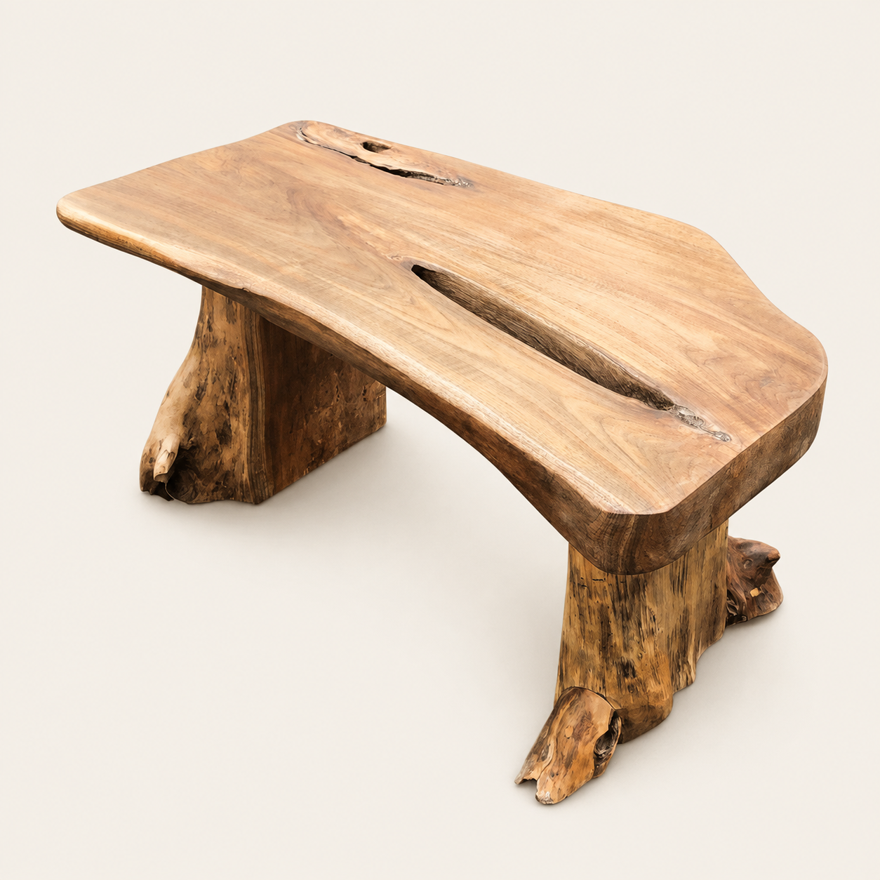 Teakwurzelbank | Massivholz handgefertigt | Natürliche Bio-Oberfläche | 75x45x35cm
