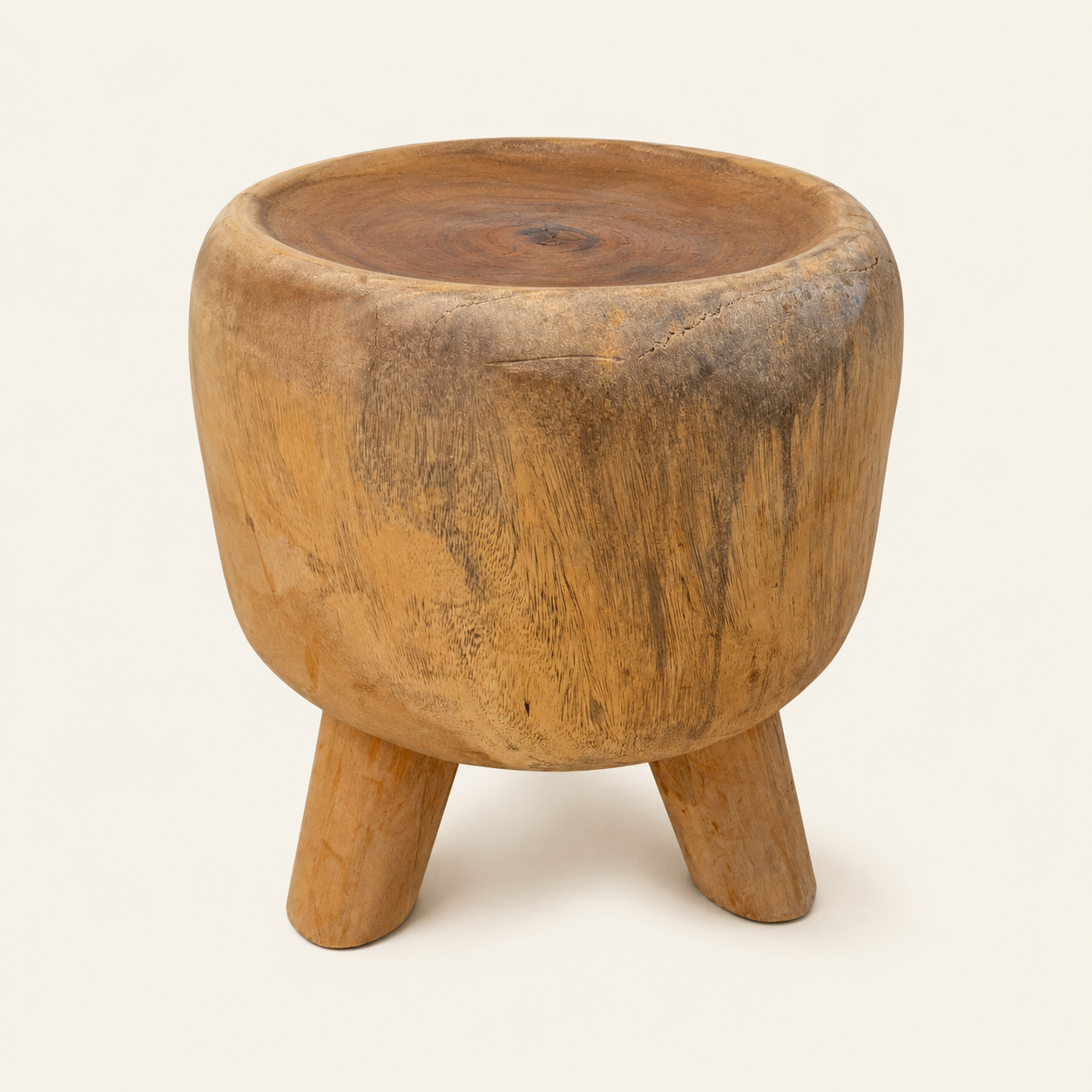 Holzhocker | Massiver Baumstamm Handgefertigt | 45x35 cm