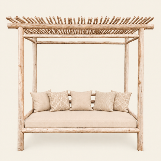 Teak Gazebo Daybed | Premium Canopy Lounger | 220x130x200 cm