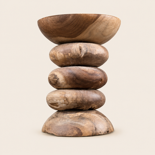Teak Ring Stool | Solid Teak Wood | 35x45 cm