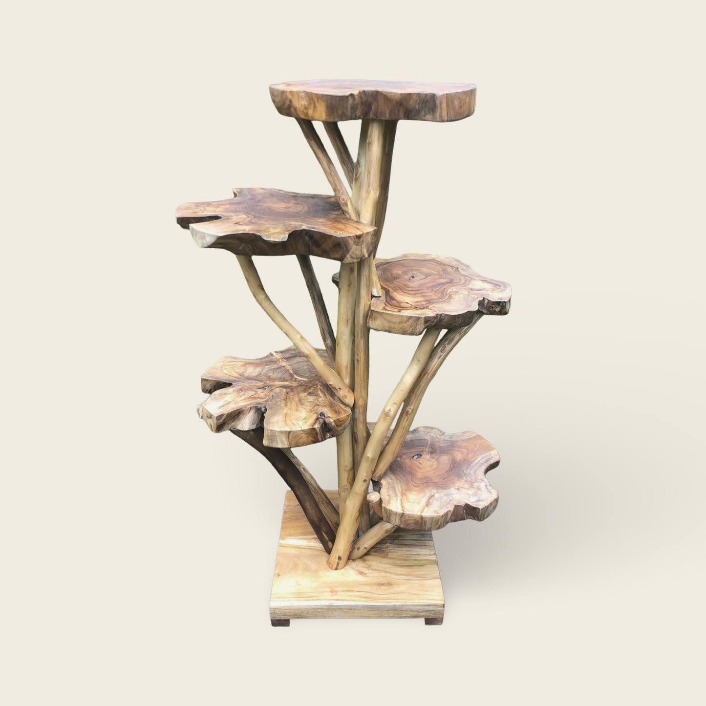 Teak Slice Stand | Solid Wood Handmade | Natural Display Pedestal | 120cm