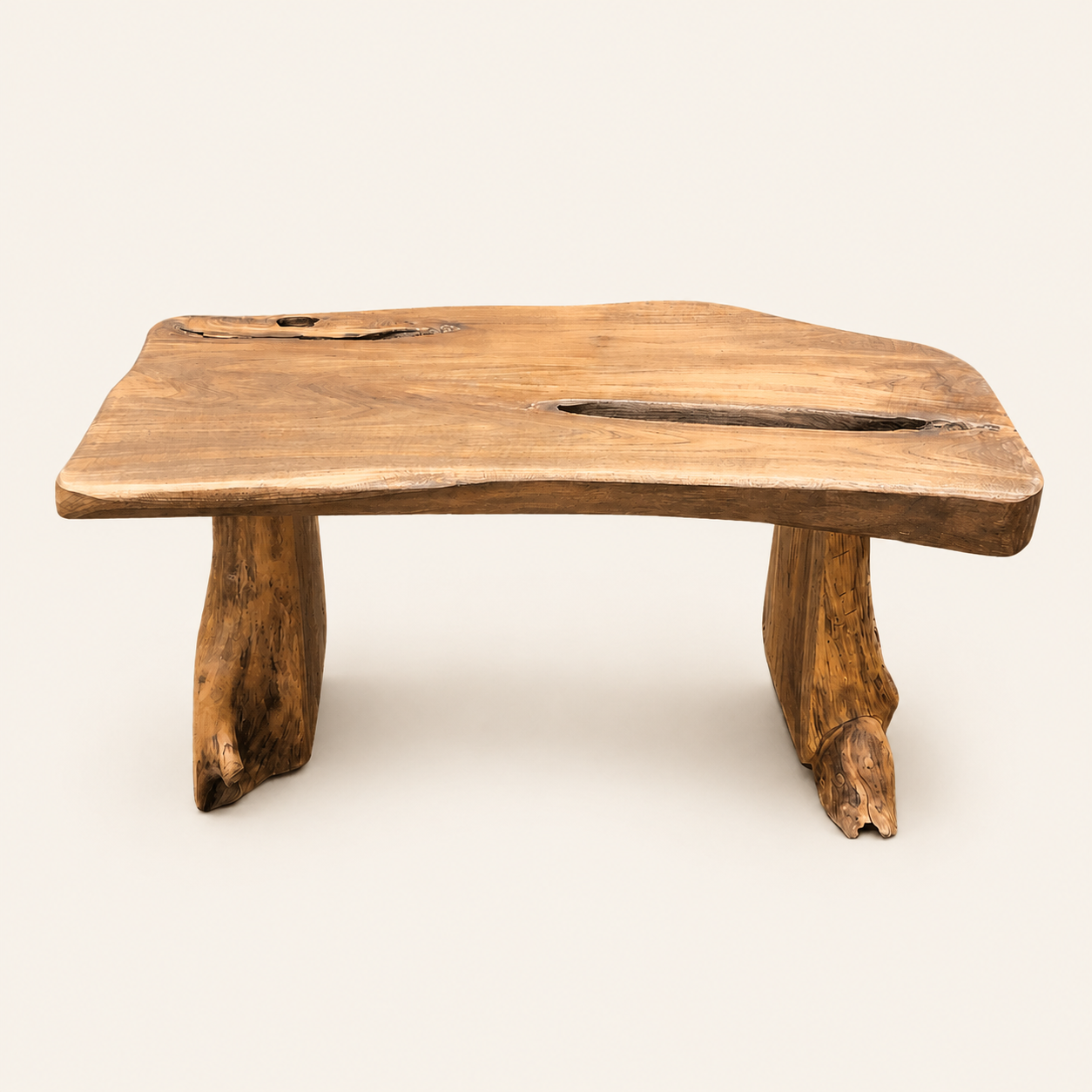 Teakwurzelbank | Massivholz handgefertigt | Natürliche Bio-Oberfläche | 75x45x35cm