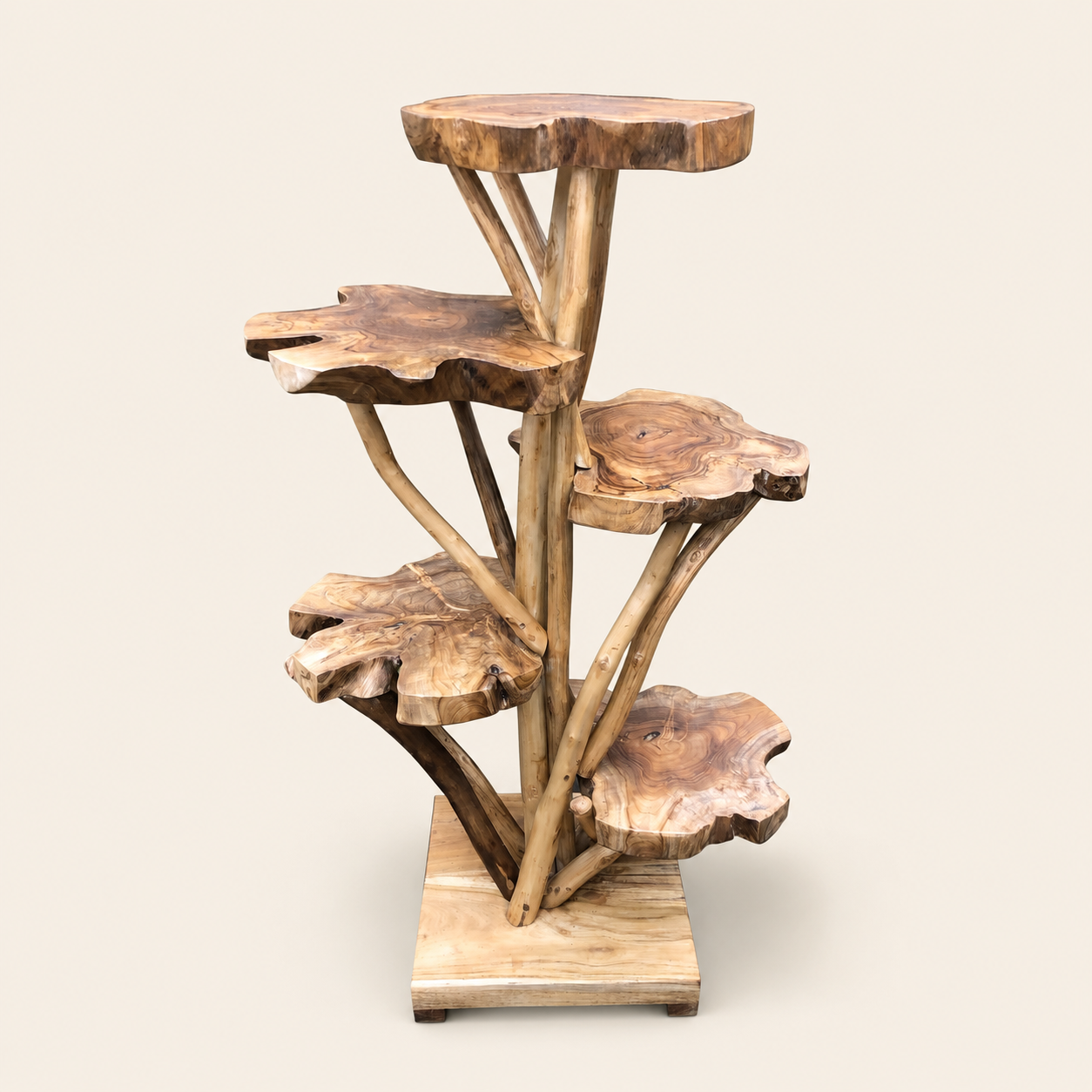 Teak Slice Stand | Solid Wood Handmade | Natural Display Pedestal | 120cm