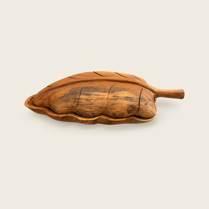 Teak Leaf Bowl with Lid | Handmade | 50x22x11 cm