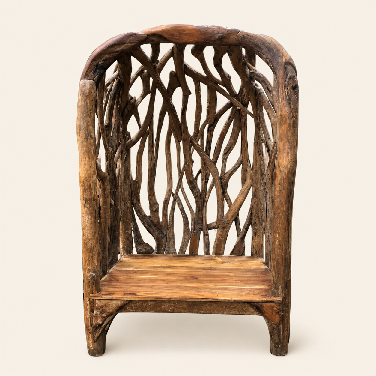 Teak Gazebo Bench | Handcrafted Root Design | 200x120x120 cm