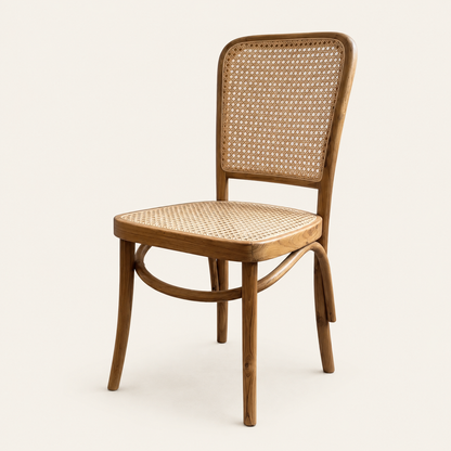Handmade Teak Chair | Vinyl Wicker Seat & Back | 51x51x89 cm